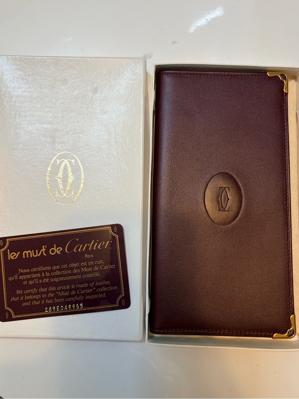 CARTIER Le Must de Cartier Paris Long Wallet w/COA full set